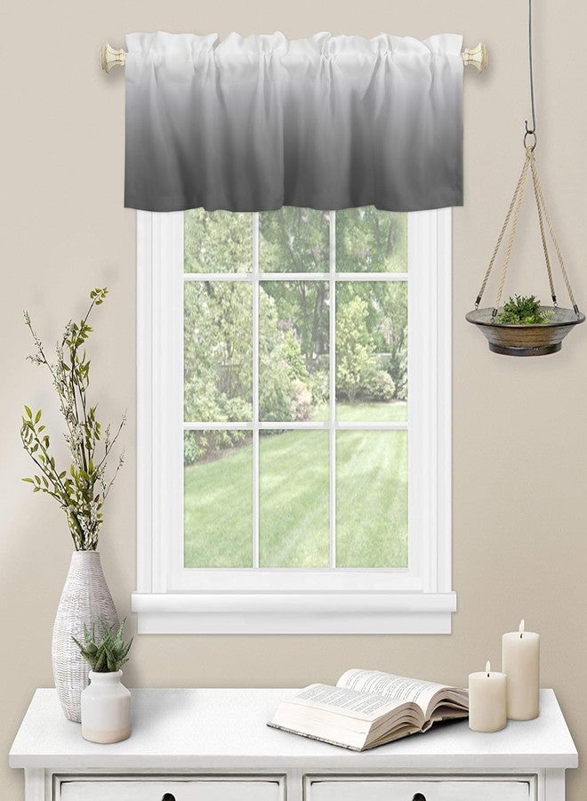 LooPoP Grey White Valance for Windows Ombre Curtains Valances Modern Gradual Color Curtains Rod Pocket Window Treatment for Kitchen Living Room Bedroom Bathroom Home Decor 1 Panel 54x18 Inch - Image 3